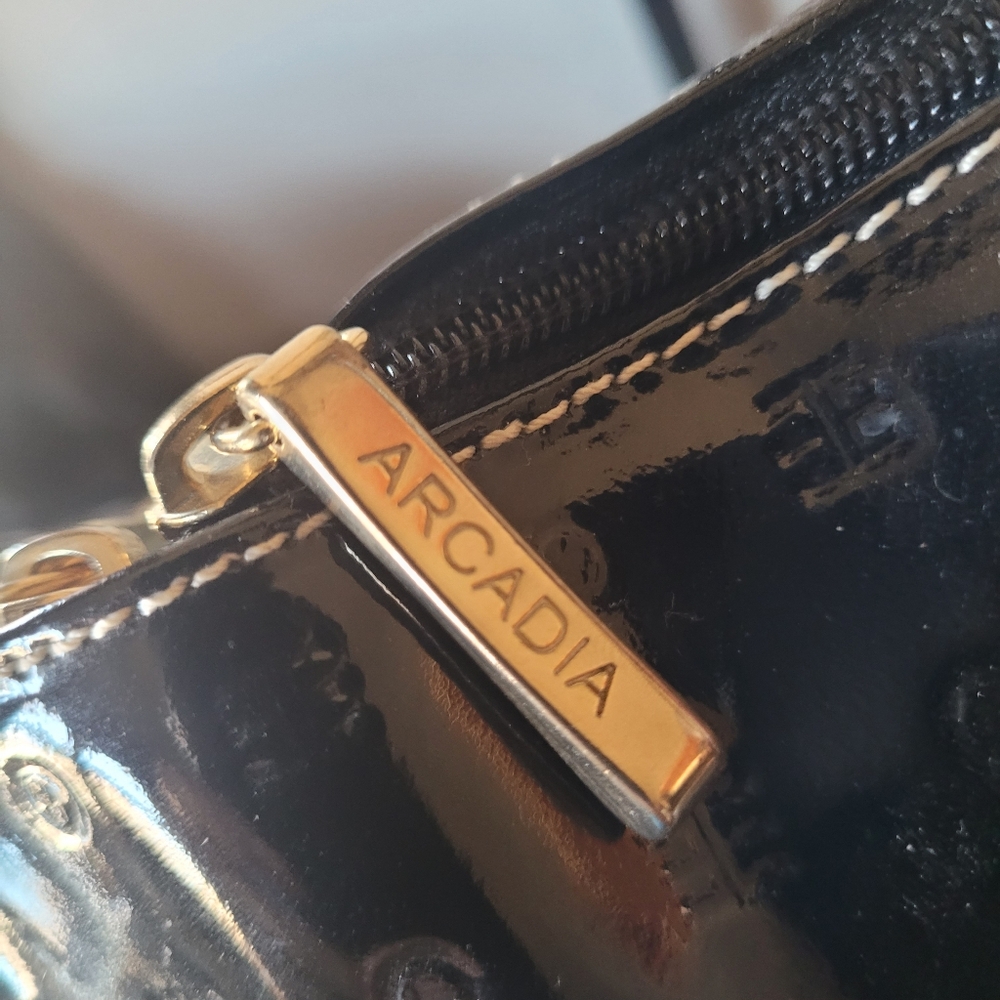 Arcadia Glossy Black Satchel - Picture 2 of 4